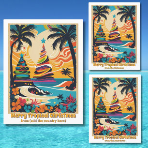 Carte Postale Joyeux Noël tropical coloré 