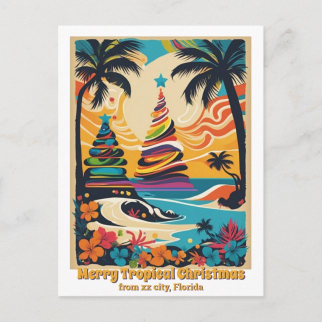 Carte Postale Joyeux Noël tropical Floride  (Devant)