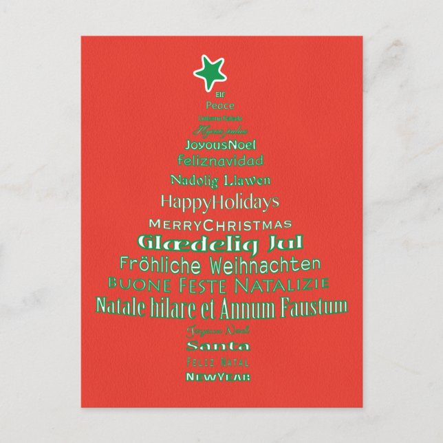Carte Postale Joyeux Noël Typographie Arbre (Devant)