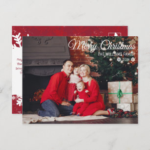 Carte Postale Joyeux Noël Typographie de famille voeux PHOTO Pos