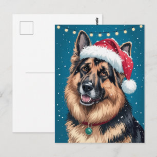 Carte Postale Joyeux Noël Un chien de berger allemand en Père No