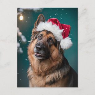 Carte Postale Joyeux Noël Un chien de berger allemand en Père No