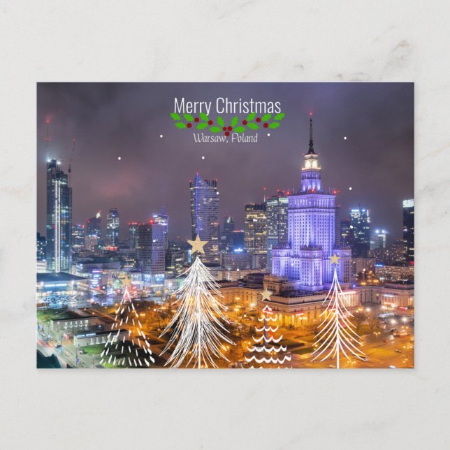 Carte Postale Joyeux Noël, Varsovie, Pologne, (Devant)