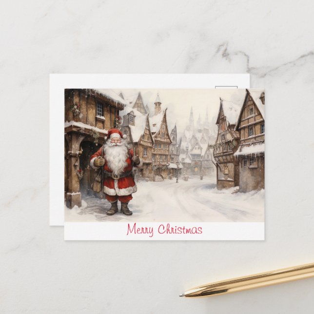 Carte Postale Joyeux Noël vintage (Devant/Arrière en situation)