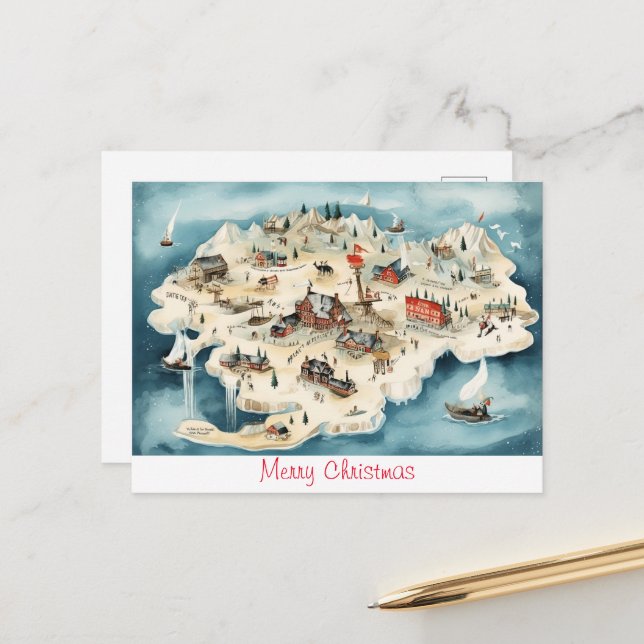 Carte Postale Joyeux Noël vintage (Devant/Arrière en situation)