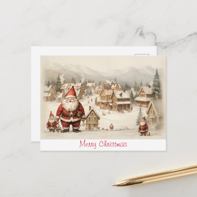 Carte Postale Joyeux Noël vintage (Devant/Arrière en situation)