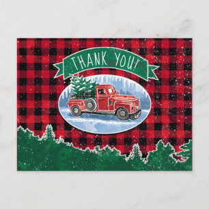 Carte Postale Joyeux Noël Vintage camion Merci