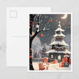 Carte Postale Joyeux Noël Vintage Neige