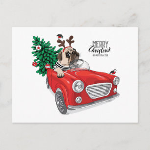 Carte Postale Joyeux Noël   Voiture Vintage Conduite Carlin
