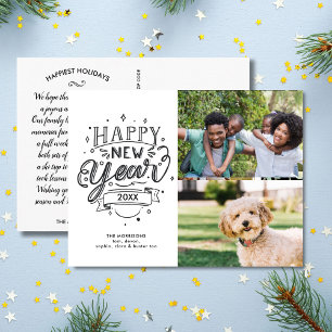 Carte Postale Joyeux Nouvel An Amusant Typographie moderne 2 Pho