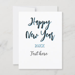 Carte Postale Joyeux nouvel an bleu noir audacieux simple année 