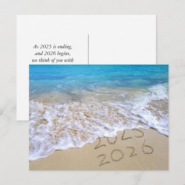 Carte Postale Joyeux Nouvel An Plage (Devant / Derrière)