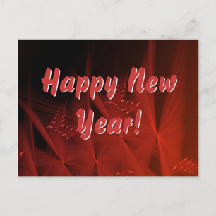Carte Postale Joyeux Nouvel An Rouge Gleem Abstrait Fractal Art