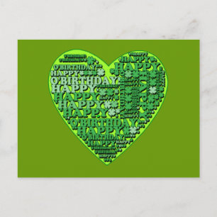 Carte Postale Joyeux O'Birthday avec T-shirts et cadeaux Heart