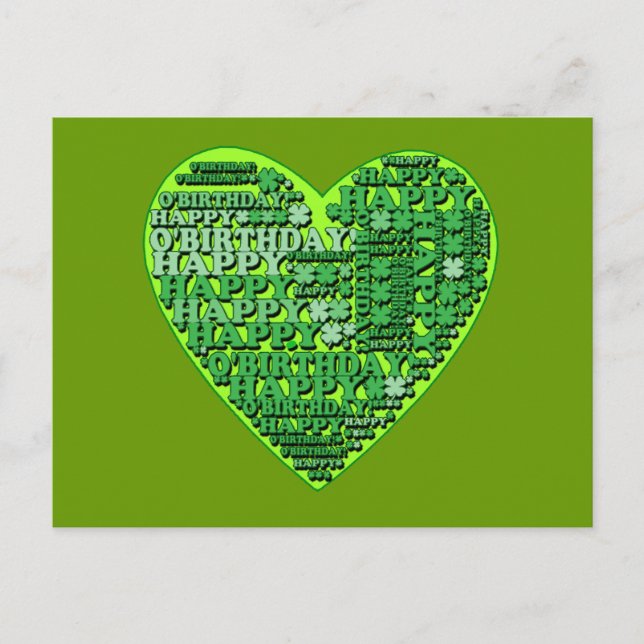 Carte Postale Joyeux O'Birthday avec T-shirts et cadeaux Heart (Devant)