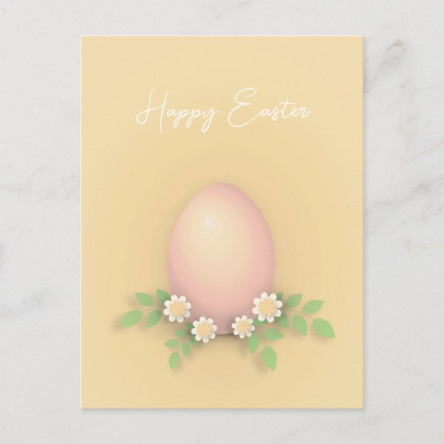 Carte Postale Joyeux Oeuf et Fleurs de Pâques (Devant)