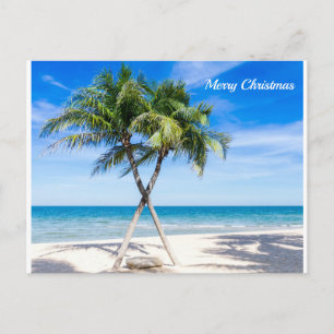 Carte Postale Joyeux palmiers de plage de Noël