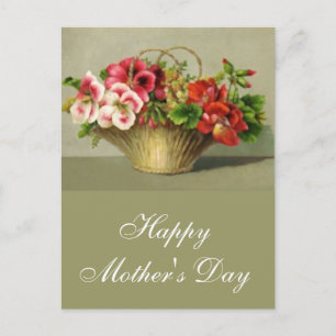 Carte Postale Joyeux panier à fleurs de la fête des mères