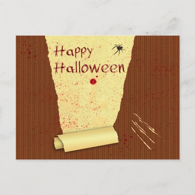 Carte Postale Joyeux papier peint Halloween sanglant (Devant)