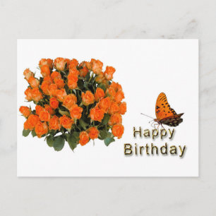 Carte Postale Joyeux papillon aux fleurs d'anniversaire