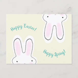 Carte Postale Joyeux Pâques Joyeux Printemps crème mignonne lapi