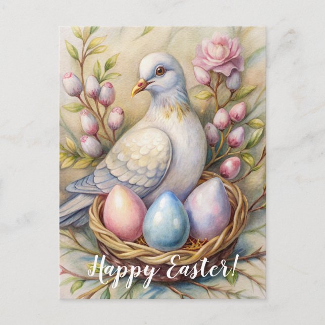 Carte Postale Joyeux Pâques. La colombe de Pâques. (Devant)