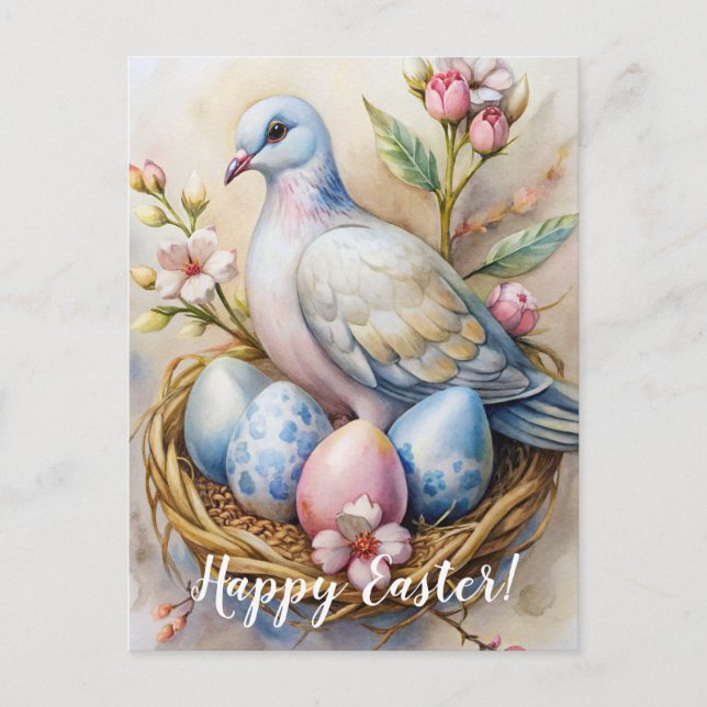 Carte Postale Joyeux Pâques. La colombe de Pâques. (Devant)