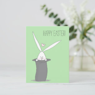 Carte Postale Joyeux Pâques ! Mignonne lapin dans un chapeau de 