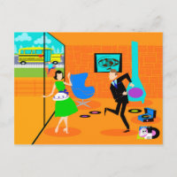 Carte postale Joyeux Parents Rétro