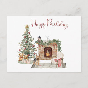 Carte Postale Joyeux Pawlidays Design Chien- Yorkie