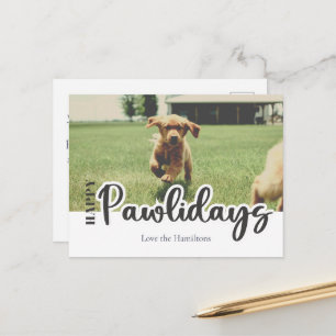 Carte Postale Joyeux Pawlidays Photo de chien Noël