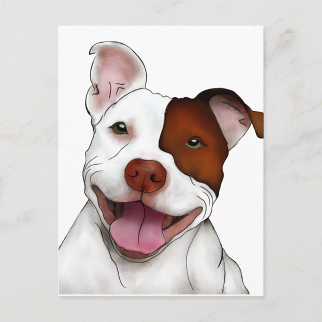Carte Postale Joyeux Pitbull souriant (Devant)