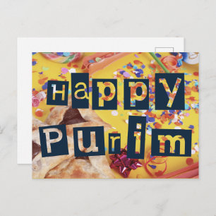 Carte Postale Joyeux Purim Colorful Juif Fête