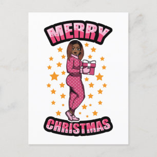 Carte Postale Joyeux Pyjama Melanin X mas Sweater Sista