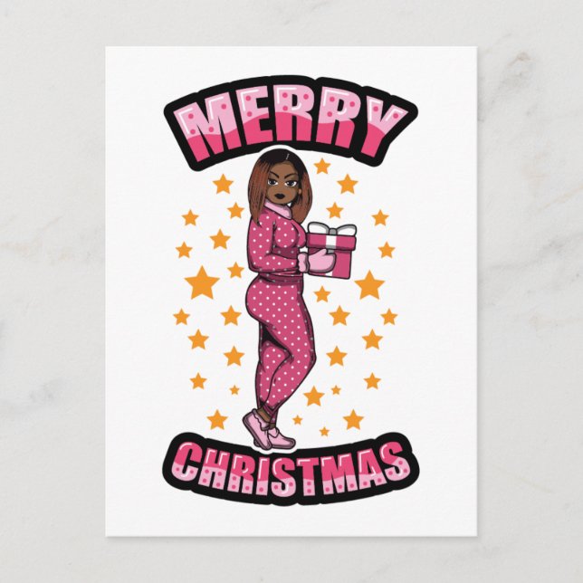 Carte Postale Joyeux Pyjama Melanin X mas Sweater Sista (Devant)