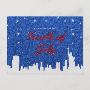 Carte Postale Joyeux Quatre Juillet Paillettes
