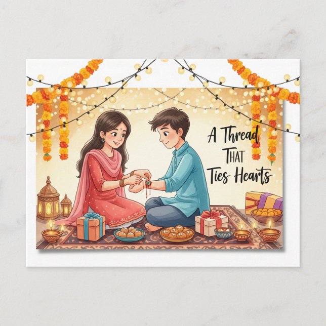 Carte Postale Joyeux Rakhi, Raksha Bandhan (Devant)