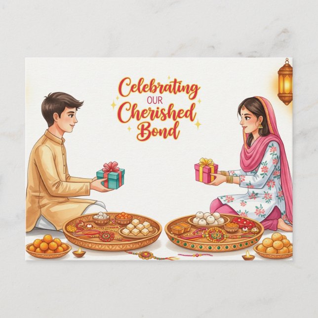 Carte Postale Joyeux Rakhi, Raksha Bandhan (Devant)