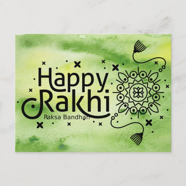 Carte Postale Joyeux Rakhi, Raksha Bandhan, vert (Devant)