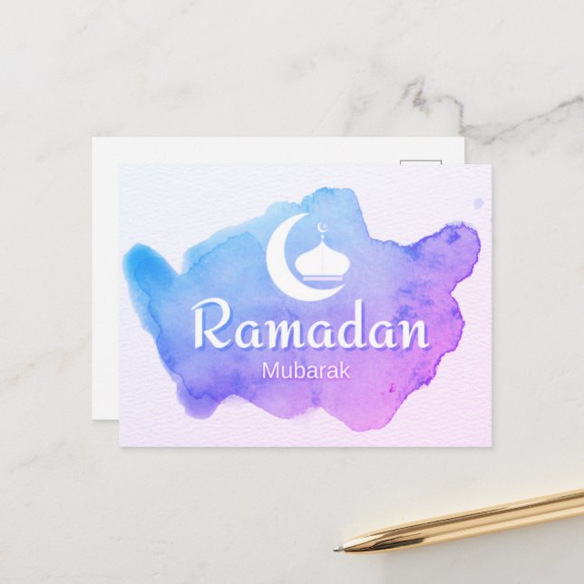 Carte Postale Joyeux Ramadan Moubarak (Devant/Arrière en situation)