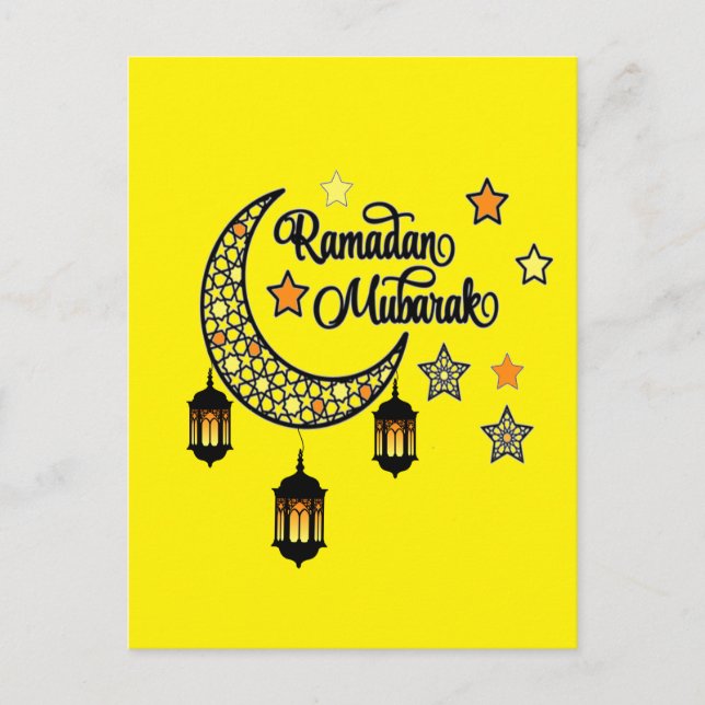 Carte Postale Joyeux Ramadan Moubarak lanterne du croissant Kare (Devant)