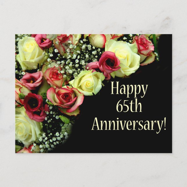 Carte Postale Joyeux roses du 65e anniversaire (Devant)