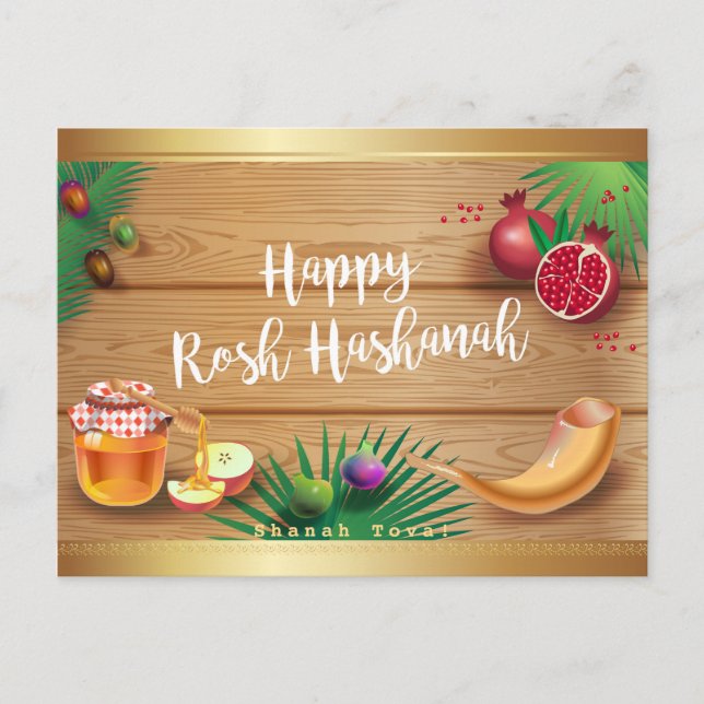 Carte Postale Joyeux Rosh Hashanah Juif Nouvel An Miel & Pomme (Devant)