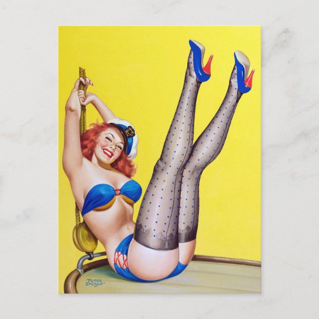 Carte Postale Joyeux Sailor Pin Up (Devant)