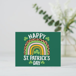 Carte Postale Joyeux Saint Patrick's Day Shamrock arc-en-ciel