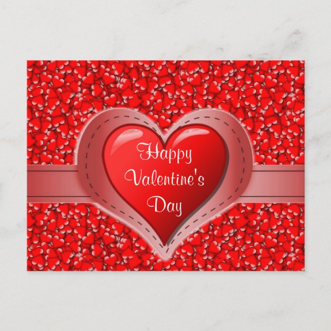 Carte Postale Joyeux Saint Valentin coeurs rouges de vacances  (Devant)