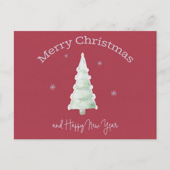 Carte Postale Joyeux sapin couvert de neige de Noël (Devant)