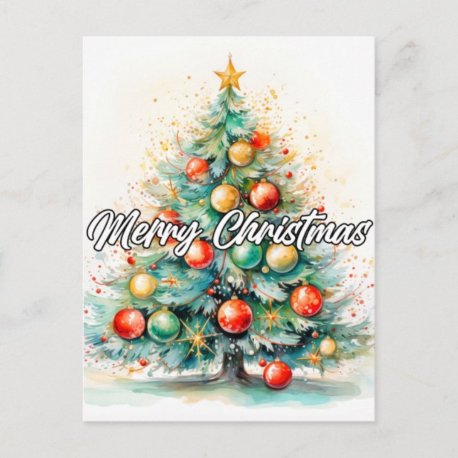 Carte Postale Joyeux sapin de Noël décoratif (Devant)