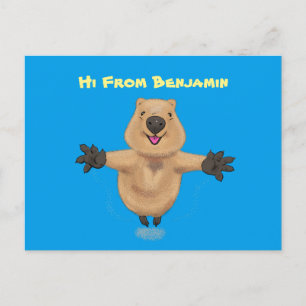 Carte Postale Joyeux sauter quokka dessin animé