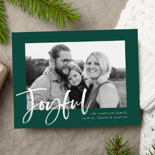 Carte Postale Joyeux Script moderne Green Holiday Photo